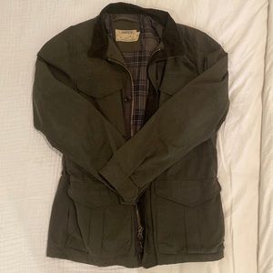 J Crew The British Millerain Oil Cloth Waxed Cotton Green Jacket Mens sz M